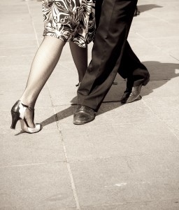 Feet of a couple dancing the tango